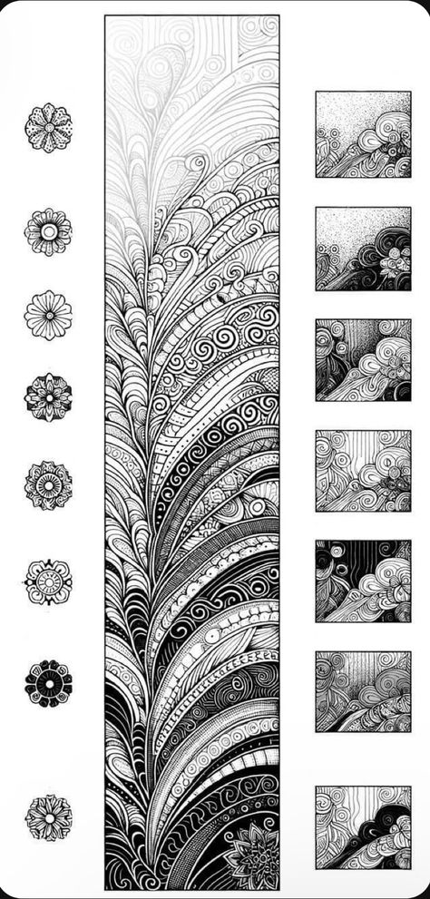 Doodle Ideas Colorful, Unique Zentangle Drawings Easy, Zantangle Art Artwork Easy, Easy Zentangle Art For Beginners, Botanical Zentangle Patterns, Tangling Art Patterns, Different Patterns To Draw, Zen Tangle Patterns Easy, Zendala Patterns