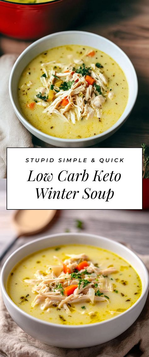 Image for Low Carb Keto Winter Soup Keto Ground Chicken Soup Recipes, Kept Soup Recipes, Healthy Soup Low Carb, Low Carb Dinner Recipes Healthy, Instant Pot Low Carb Soup Recipes, Keto Dinner Soup Recipes, Clean Keto Soup Recipes, Light Soup Recipes Healthy, Keto Kale Soup Recipes