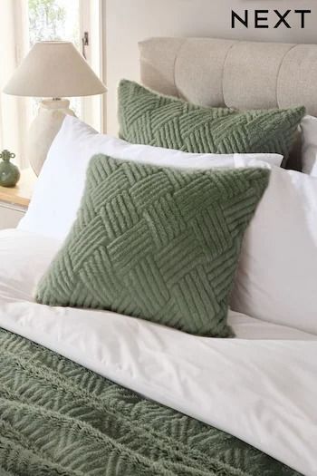 Buy Green Cushions Homeware Cushionsandthrows Online | Next UK Sage And Emerald Green, Green Cushions, Velvet Cushions, Sofa Throw, Guest Bedroom, Sage Green, Emerald Green, Dark Green, Faux Fur