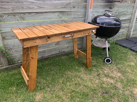 Weber Grill Table, Table Top Grill, Grill Stand, Grill Tools, Grill Table, Portable Barbecue, Grilling Sides, Stained Table, Backyard Kitchen