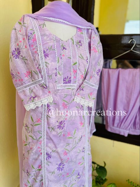 Pakistani Style Suits Pants, Neck Design For Frock Suit, Simple Printed Suit Designs, Simple Suit Designs Punjabi, All Over Printed Suits Design Indian, Suit Necklines, Full Printed Suit Design, Suit Baju Design, Lace Design On Suits Latest