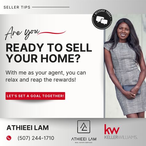 Selling a home can be overwhelming, but it doesn't have to be. When you list your property with me, you'll benefit from my years of experience and expertise. From marketing to negotiations, I'll be there to help you every step of the way. Give me a call or message me to discuss your options today! Athieei Lam (507) 244-1710 athieeilam@kw.com 40571931 Keller Williams Premier Realty Athieei Lam Real Estate Services Real Estate Re-imagined (507) 244-1710 athieeilam@kw.com #athieeilamrealestate Keller Williams Realty Marketing, Selling A Home, Keller Williams, Keller Williams Realty, Real Estate Services, A Call, Selling House, Give It To Me, Real Estate