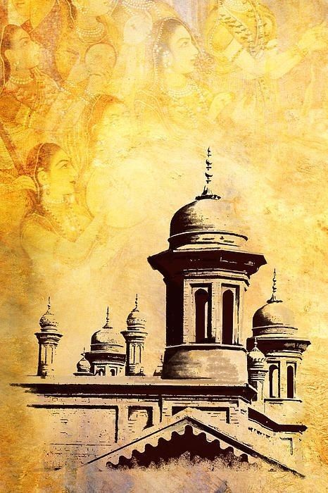 Indian Urban Sketching, Indian Architecture Painting, Abstract Watercolor Art Inspiration, Art Quotes For Kids, Pakistan Painting, Watercolor Art Inspiration, Images Noêl Vintages, Arte Zombie, Mughal Art Paintings