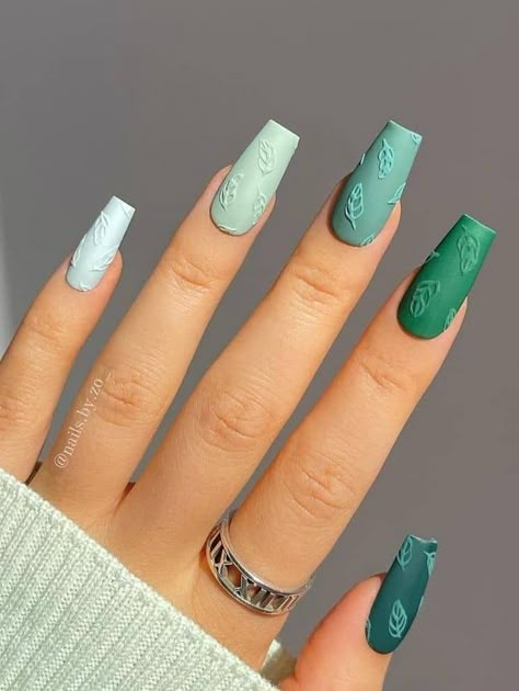 Green Nail Designs Coffin, Eccentric Nails, Emerald Nails, Green Gradient, Green I, Gradient Nails, Hot Nails, Luxury Nails, Fire Nails