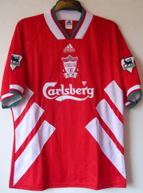 Liverpool football shirt 1993 - 1995 sponsored by Carlsberg Liverpool Retro Jersey, Alan Hansen, Liverpool Fc Shirt, Liverpool Retro, Liverpool Shirt, Chrome Design, Jersey Collection, Liverpool Home, Retro Football Shirts