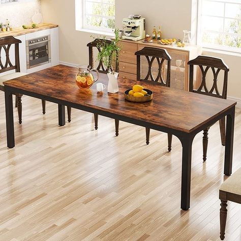 Dining Table for 6-8 Person, 78 inch Long Rectangular Kitchen Dining Table for Living Room - Bed Bath & Beyond - 37540530 8 Person Dining Table, Rectangle Kitchen Table, Rectangular Kitchen, Long Kitchen, Kitchen Table Wood, Long Dining Table, Vintage Dining Table, Kitchen Dining Table, Table For Living Room