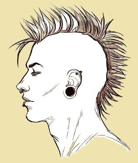 How To Draw A Mohawk Front View, Mohawk Front View Drawing, Mohawk Drawing, My Chemical Romance Poster, Romance Poster, Punk Rock Art, Punk Tattoos, Coraline Art, Punk Tattoo