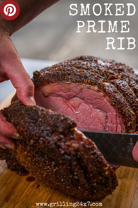 Smoked Bone In Rib Roast, Smoked Beef Rib Roast, Prime Rib Roast Recipe Bone In On Grill, Rib Roast Smoker Recipe, Pellet Smoker Prime Rib Roast, Smoker Prime Rib Roast, Prime Rib Roast Recipe Bone In Traeger, Bone In Prime Rib Roast Pellet Grill, Smoked Bone In Prime Rib