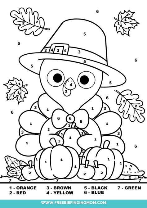 3 Free Thanksgiving Color by Number Printables - Freebie Finding Mom Turkey Color By Number, Thanksgiving Color By Number, Number Printables, Color By Number Printable, Thanksgiving Worksheets, Thanksgiving Color, Thanksgiving Activities For Kids, Thanksgiving Preschool, Easy Turkey