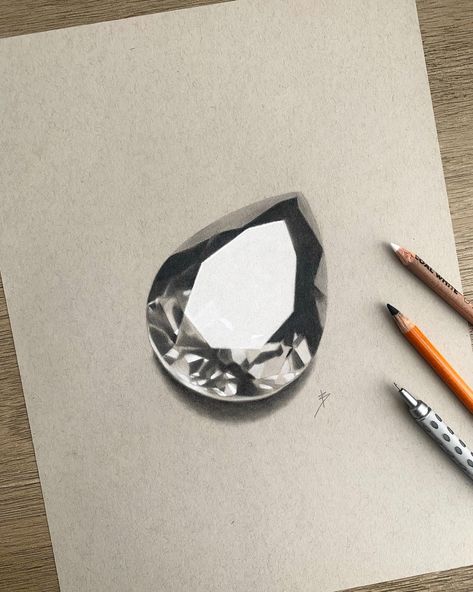 Random Objects To Draw Realistic, Realistic Drawings Of Objects, Realism Drawing Reference Objects, Pencil Drawing Realistic Objects, Hyper Realistic Drawings Objects, Pencil Rendering Objects, Neck Sketch, Gemstone Drawing, Hyperrealistic Drawing