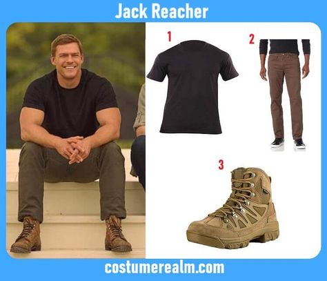 Dress Like Jack Reacher From Amazon Prime's Reacher, Jack Reacher Outfits, Costume, Cosplay, Halloween Costume, Fancy Dress, Fashion, Wardrobe Guide Tactical Fashion Men Style, Jack Reacher Outfit, Reacher Amazon Prime, Tactical Boots Outfit Men, Alan Ritchson Jack Reacher, Tactical Boots Outfit, Tactical Outfits Men, Jack Reacher Series, Tactical Outfit