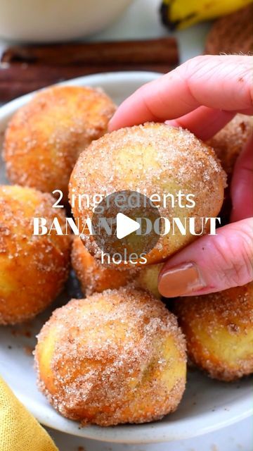 Carine Claudepierre on Instagram: "🍩Comment 'DONUTS' and I'll DM you the full recipe in your inbox 🌿Follow @theconsciousplantkitchen for more healthy vegan baking alternatives!
.
Or you can copy paste the link below to go on the recipe on my website:
https://www.theconsciousplantkitchen.com/banana-donut-holes/
.
So technically I should say 4 ingredients donuts holes, because who doesn't roll donuts in cinnamon sugar!? But, what I meant is, the dough comes together with just 2-ingredients and if you are after an healthier donut, wyeast-free, no fried, and quick and easy to put together, these banana donut holes are the one you need. They are vegan, I didn't try gluten-free flours yet I am sorry.
.
#healthydesserts #2ingredients #easyrecipeideas #donutholes #healthyrecipes #healthyalternat Banana Donut Holes, Baking Alternatives, Donut Batter, Healthy Donuts, Plant Based Cookbook, Donut Holes, Vegan Cookbook, Self Rising Flour, Air Fryer Recipes Easy