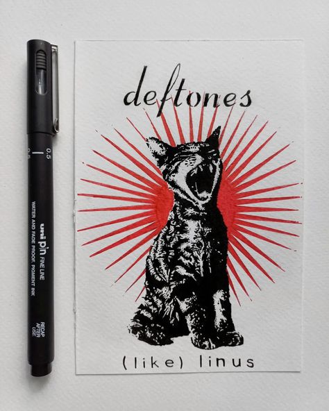 "deftones car" . "(like) linus" by Deftones, unreleased album cover. . #art #artist #draw #drawing #deftones #deftonescar #deftonescat #likelinus #cat #albumcover #album #ink #red #blackandwhite #catdrawing #deftoneslikelinus Deftones Drawing Easy, Deftones Drawing, Deftones Art, Deftones Poster, Around The Fur, Poster Drawing, Sketchbook Art, Room Idea, Album Cover Art