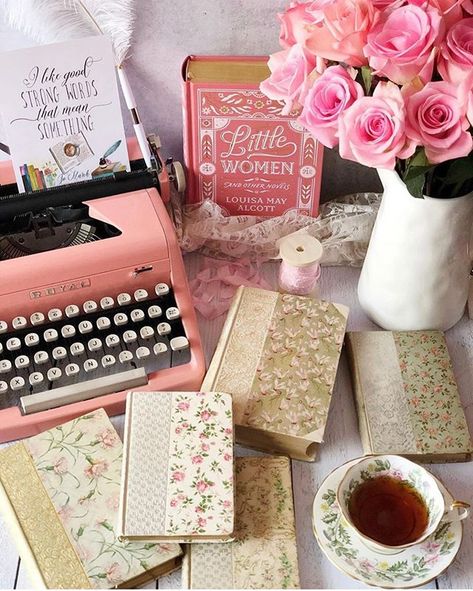 Soft Academia Aesthetic, Pink Typewriter, Author Dreams, Airy Photography, Pink Icing, Strong Words, Louisa May Alcott, Pastel Pink Aesthetic, Pink Vibes