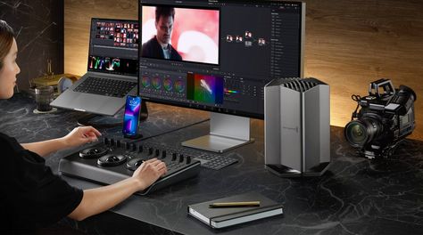 At the same time as updating DaVinci Resolve, Blackmagic Design has released a trio of network storage appliances to use with the video editing tool's new cloud capabilities.The new hardware starts with the Blackmagic Cloud Store, a high-performance network storage device that can be used to host source files on the local network. Styled in a similar way to the company's eGPU that it created with Apple, the Cloud Store sits vertically on a desk.On the back, it has four 10Gb Ethernet ports for… Blackmagic Design, Davinci Resolve, Las Vegas Shows, Cinema Camera, Digital Film, Starting A Podcast, Collaboration Space, It Network, Mirrorless Camera