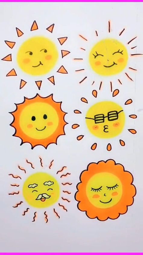 Drawing A Sun, How To Draw Sun, How To Draw A Sun, How To Draw Easy, How To Draw For Kids, Drawing Of Sun, Drawing Of The Sun, How To Draw Nature, Draw A Sun