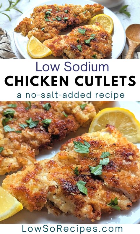 Low Sodium Chicken Breast Recipes, Easy Low Sodium Recipes, Low Sodium Recipes Heart, Heart Healthy Recipes Low Sodium, Low Salt Recipes, Chicken Cutlet Recipes, Kidney Friendly Foods, Marsala Chicken Recipes, Cutlets Recipes