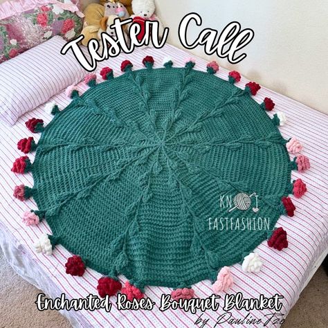 Crochet pattern tester call for 🌹 Enchanted Roses Bouquet Blanket (Baby and Throw-Sized) What colors would you use in yours? This is made in Bernat Blanket yarn using Deep Sea, Burgundy Ombre, and Vintage White Apply by July 25th, 3pm via my Google form in my bi0. See form for details. Deadline: 10 weeks after receiving the pattern (October 6th). This may be adjusted depending on how the team is doing Projected Release Date: October 8th I will contact potential testers via DM and/or em... Bouquet Blanket, Bernat Blanket, Google Form, Bernat Blanket Yarn, Roses Bouquet, Blanket Yarn, Blanket Baby, Rose Bouquet, Deep Sea