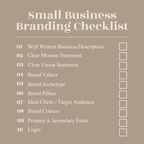 A branding checklist for small businesses! Do you have the branding essentials in your business tool box? If you would like comprehensive guides to building your brand guide and an affordable one-on-one lesson please reach out! #kelowna #kelownabc #smallbusinesskelowna #okanagn #okanaganlife #okanaganbusiness #kelownabusiness #smallbusinesskelowna #smallbusiness #smallbusinessbranding #businessconsultant #businessconsulting #businessconsultantkelowna #brandconsultant #brandconsultantkelown... Small Business Daily Checklist, Branding Checklist Small Businesses, New Business Checklist, Small Business Checklist, Small Business Essentials, Reset Checklist, Branding Essentials, Weekly Reset, Business Binders