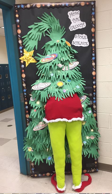 Grinch Stole Christmas Door Decorations, Grinch Themed Door Decorating Contest, The Grinch Classroom Door Ideas, The Grinch Door Ideas, Whoville Office Door Decorating Ideas, Grinch Door Contest, Christmas Door Ideas For Classroom Grinch, Door Decorating Classroom Christmas, Teacher Door Christmas Decorations