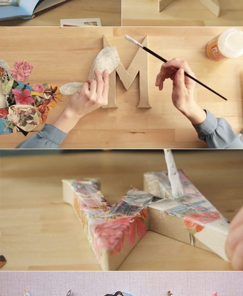 Craft On: Decoupage Letters for Mom – Alana Jones-Mann Decoupage Letters, Creative Mother's Day Gifts, Diy Decoupage, Diy Mother's Day Crafts, Letter Diy, Paper Mache Letters, Decoupage Diy, Wall Letters, Diy Letters