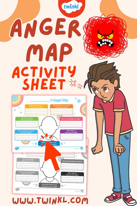 Twinkl's Emotions Activities: Anger Map Activity Sheet is great for helping your students work through their anger, develop their emotional intelligence, and express their feelings. This task is an awesome way to get your kids to examine important emotions, while developing their writing, fine motor skills, and coloring practice at school or at home. Anger Map, Coloring Practice, Emotions Activities, Mindset Activities, Growth Mindset Activities, Map Activities, A Worksheet, Interactive Game, Classroom Posters