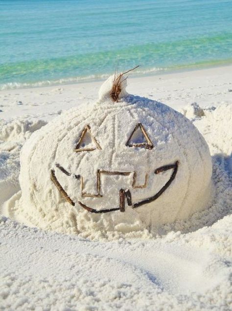 Sand Pumpkin on the Beach in Sandestin Florida | Sand Sculpture Sandestin Florida, Halloween Beach, Coastal Fall, Fall Beach, Ocean Shores, Sand Sculptures, Beach Activities, Halloween Snacks, Sand Castle