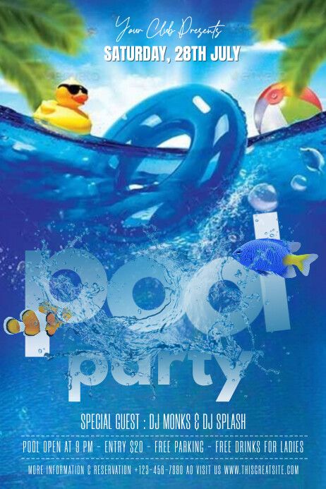 3.5K+ Free Templates for 'Pool party' | PosterMyWall Pool Party Poster Design, Kids Pool Party Ideas, Pool Party Poster, Pool Party Flyer, Pool Parties Flyer, Splash Party, Splash Pool, Effective Marketing Strategies, Promotional Flyers