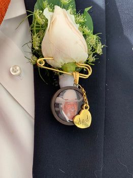 Grooms Tuxedo Wedding, Grooms Tuxedo, Memorial Wedding, Wedding Bouquet Charms, Wedding Charm, Bouquet Charms, Groom Boutonniere, Photo Charms, Tuxedo Wedding