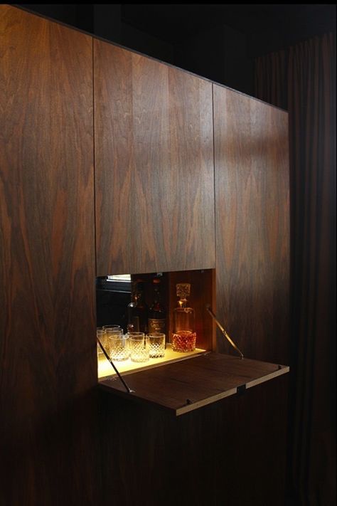 Home Bar Cabinet, Wooden Cupboard, Hidden Bar, Bg Design, Dark Interiors, Bar Cabinet, Cafe Interior, Mini Bar, Bar Design