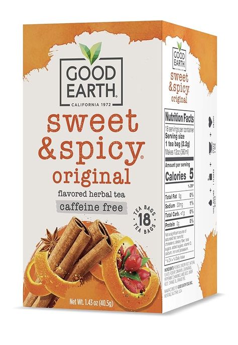 Amazon.com : Good Earth Herbal Tea, Sweet & Spicy Caffeine Free, 18 Count Tea Bags : Grocery & Gourmet Food Pomegranate Green Tea, Spicy Tea, Caffeine Free Tea, Anise Seed, Cinnamon Tea, Good Earth, Free Tea, Shay Mitchell, Caffeine Free