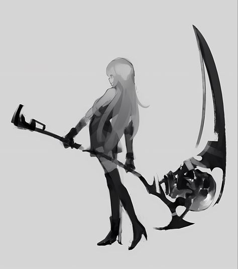 Scythes Designs, Sythe Poses Drawing Reference, Scythe Designs Drawing, Poses With Scythe, Character With Scythe, Scythe Character Design, Sythe Poses Reference, Scythe Reference, Scythe Poses Drawing Reference