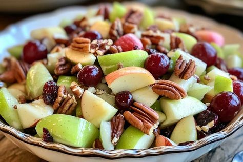 Apple Salad with Honeycrisp Apples, Celery, Grapes, Pecans, and Dried Cranberries Recipe | Meal Mia Honeycrisp Apple Salad, Celery Salad, Honey Yogurt, Grape Salad, Diced Apples, Honeycrisp Apples, Fruit Salads, Refreshing Salad, Apple Salad