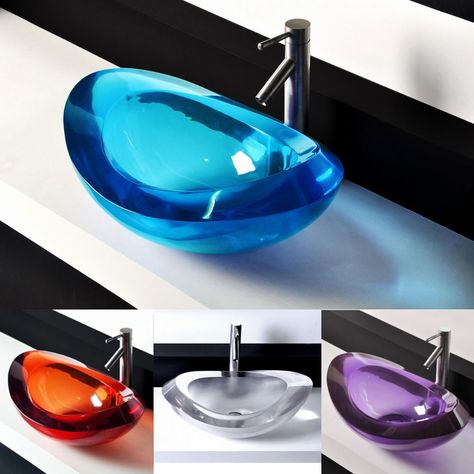 Lima Oval Acrylic Counter Top Sink | Uniquely Beautiful Vessel Bathroom Sinks | Bathroom Decor | Art & Home #HomeDecor #Bathrooms #InteriorDesign  https://artandhome.net/beautiful-vessel-bathroom-sinks/ Cool Sinks Bathroom, Bathroom Sink Remodel, Unique Bathroom Sinks, Sink Remodel, Glass Bathroom Sink, Bathroom Sink Organization, Bathroom Sink Design, Bathroom Sink Decor, Sinks Bathroom