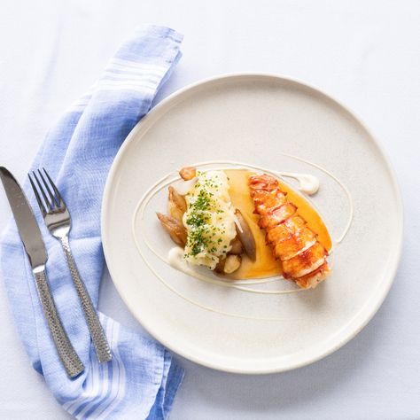 Poached Lobster Tail, Shallot Butter, Butter Poached Lobster Tail, Butter Poached Lobster, Poached Lobster, Linguine Recipes, Lobster Tail, Garlic Head, Lobster Tails