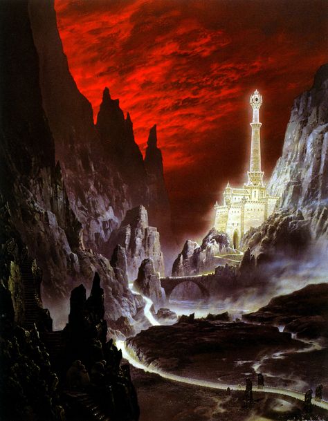 The Tower of the Moon by Ted Nasmith Ted Nasmith, Minas Morgul, John Howe, Middle Earth Art, Lotr Art, Tolkien Art, The Two Towers, Arte Cyberpunk, Jrr Tolkien