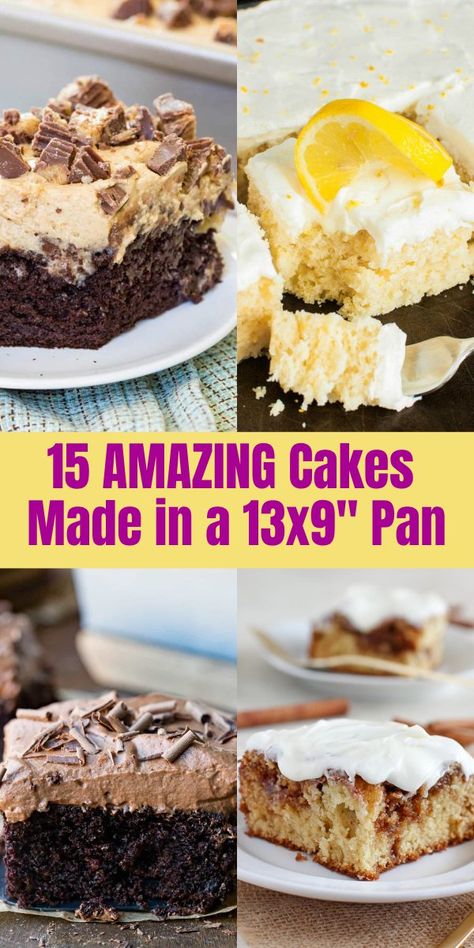 15 Cakes Made in a 13x9_ Pan Best 13x9 Cakes, Bunch A Crunch Cake, Best 9x13 Cake Recipes, 9 By 13 Cake Recipes, 13 X 9 Desserts, 13x9 Cake Recipes, 9 X 13 Dessert Recipes, 9 X 13 Cake Recipes, Sheet Pan Cakes