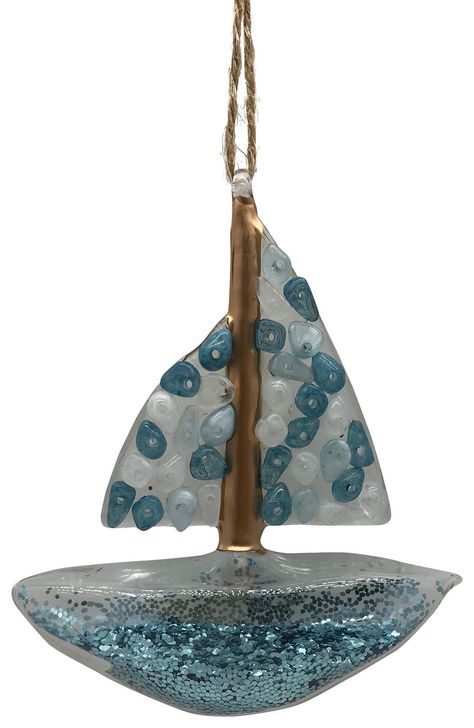 {"description":"Celebrate the holiday in style when you display this glass tree ornament that features a sailboat embellished with glitter and faux sea glass. This makes a great holiday gift idea or a unique decoration for your own home. Measures 3.75 in x 1 in x 4.5 in.","attributes":["Indoor Use Only","Limited Inventory","Glass","Imported","Wipe Clean","Bealls Florida Exclusive"]} Glass Tree, Unique Decoration, Tree Ornament, Unique Decor, Tree Ornaments, Sea Glass, Cleaning Wipes, The Holiday, Holiday Gifts