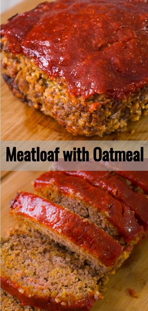 Meatloaf With Oats, Quick Meatloaf Recipes, Meatloaf Oatmeal Recipe, Meatloaf With Oatmeal, Easy Ground Beef Dinner, Tasty Meatloaf Recipe, Onion Soup Mix Recipe, Ground Beef Dinner, Food Work