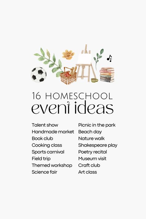 Here are 16 homeschool event ideas for you to organise with your homeschool community and co-op groups! Homeschool Calendar Ideas, Homeschool Decor Ideas, Homeschool Game Ideas, Homeschool Names Ideas, Back To Homeschool Ideas, Homeschool Coop Ideas, Homeschool Shed Ideas, Homeschool For Toddlers, Homeschool Group Names