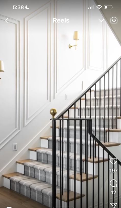 Stairwell Wall Molding Ideas, Stairway Molding Ideas, Stairs Trim, Wall Molding Design, Stairwell Wall, Stair Walls, Stair Paneling, Stairs Design Interior, Wainscoting Styles