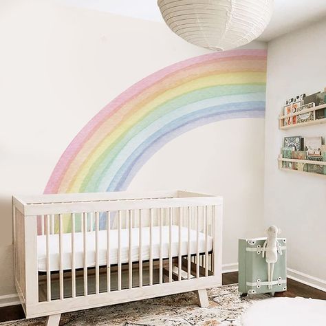 Sisters Bedroom, Girl Rainbow Room, Rainbow Kids Room, Rainbow Girls Bedroom, Pastel Rainbow Nursery Theme, Rainbow Wall Decal Nursery, Rainbow Themed Bedroom, Rainbow Decal Kids Room, Pastel Rainbow Nursery