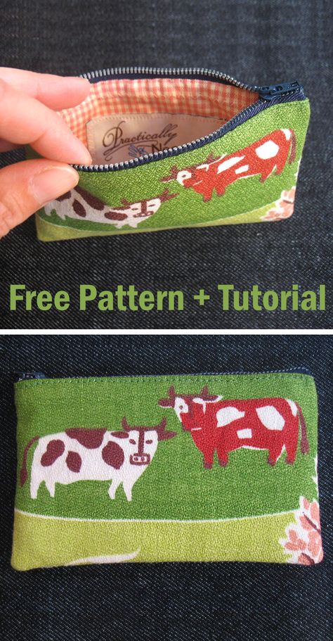 Change Purse Free Tutorial + Pattern Change Purses To Sew, Sew Coin Purse Zipper Pouch, Coin Purse Sewing Pattern Free, How To Sew A Coin Purse Free Pattern, Zipper Coin Pouch, Simple Coin Purse, Free Change Purse Pattern, Zippered Coin Purse Pattern Free, Fabric Coin Purse Diy Free Pattern