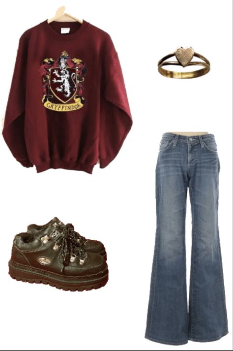 Hogwarts Clothes Gryffindor, Hogwarts Inspired Outfits Gryffindor, Gryffindor Outfit Uniform, Grifindor Outfit, Hogwarts Aesthetic Outfits Gryffindor, Griffindor Outfits Aesthetic, Griffindor Outfits Uniform, Harry Potter Outfit Ideas Gryffindor, Gryffindor Clothes Aesthetic