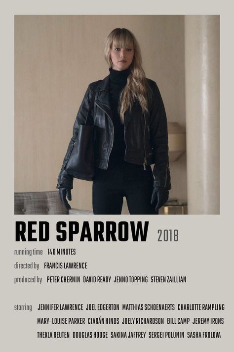 Red Sparrow Movie Poster Red Sparrow Movie, Joely Richardson, Matthias Schoenaerts, Ciaran Hinds, Mary Louise Parker, Red Sparrow, Sergei Polunin, Joel Edgerton, Charlotte Rampling