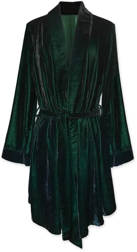 Green Velvet Clothes, Green Sleep Robe, Green Kimono, Velvet Kimono, Velvet Fashion, Long Black Dress, Bridal Robes, Kimono Dress, Kimonos