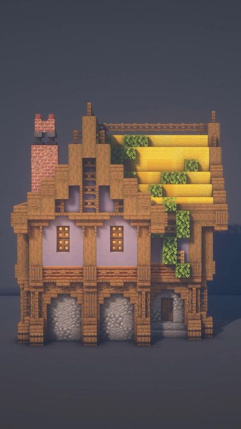 Medieval Minecraft House, Minecraft Bakery, Minecraft House Tutorial, Minecraft Brick, Minecraft Roof, Minecraft Medieval House, Youtube Minecraft, Minecraft Shops, Houses Minecraft