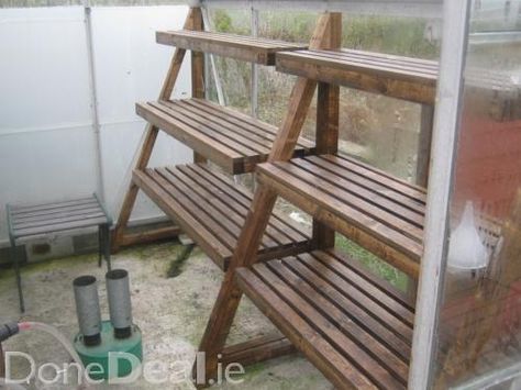 Greenhouse shelving | For the Home | Pinterest | Shelving Greenhouse Shelving, Greenhouse Shelves, Greenhouse Benches, Greenhouse Farming, Greenhouse Supplies, Greenhouse Interiors, Home Greenhouse, Green Houses, Wooden Greenhouses