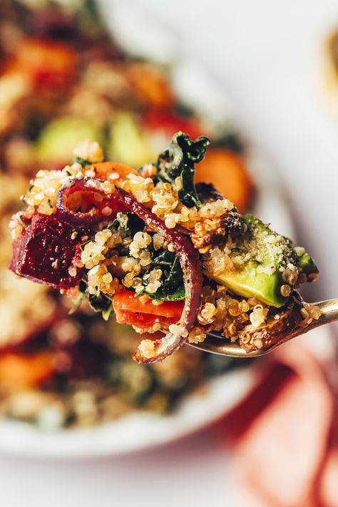 Winter Quinoa Salad, Roasted Veggie Quinoa Salad, Roasted Veggie Kale Salad, Baked Kale And Quinoa Salad, Roasted Veggie Quinoa Bowl, Recipe Using Kale, Roasted Vegetable Quinoa Salad, Root Vegetable Salad, Quinoa Kale