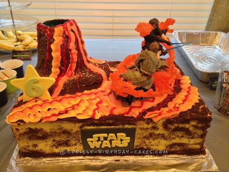 Sleeping Beauty Cake, Star Wars Cake Toppers, Star Wars Birthday Cake, Volcano Cake, Star Wars Cookies, 14th Birthday Cakes, Star Wars Theme Party, Beauty Cakes, Star Wars Cake